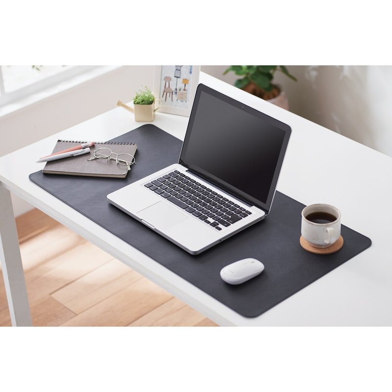 ELECOM Leather Mouse Table Mat 80×40cm Black 704 - Mouse Pads - Other Materials Black