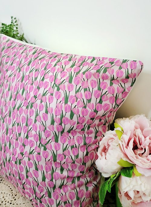 hazelnut 北歐風格粉紅色花圖案抱枕靠枕靠墊枕套