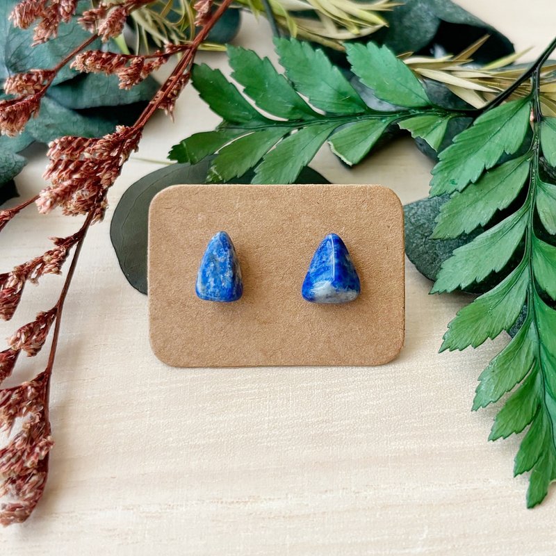 Shiguang-Natural Ore Earrings-Lapis Lazuli 17-September Birthstone-Birthday Gift - Earrings & Clip-ons - Semi-Precious Stones Blue