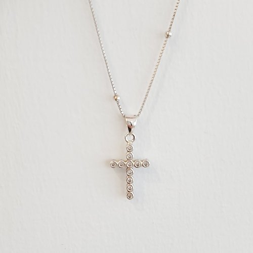 LYNLI Jewelry 【項鍊】鋯石純銀十字架項鍊 母親節/ 畢業禮物/ 情人節禮