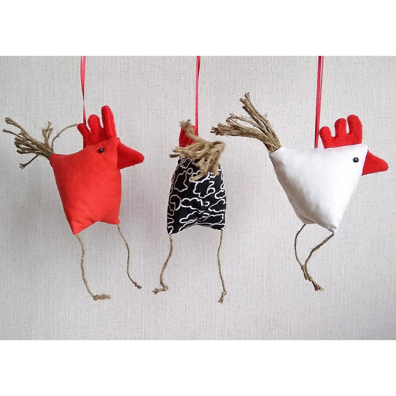 Chicken Bird Toys, Hen Party Decor, Chicken Wall Hanging, Chicken Garland - Wall Décor - Cotton & Hemp Red