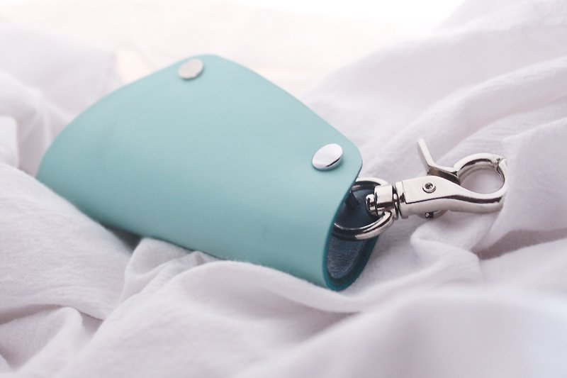 [Valentine] TIFFANY Blue | Free lettering handmade leather leather key cases | Cottage a field person - Keychains - Genuine Leather 