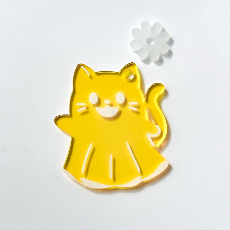 Soul Meow Meow Acrylic Pendant | Happy Soul - พวงกุญแจ - พลาสติก ขาว