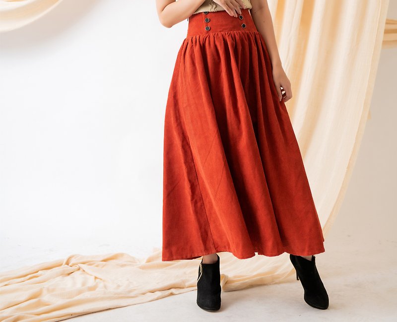 帷幕浪漫 星點絨長裙High Waisted Skirt - 裙子/長裙 - 聚酯纖維 紅色