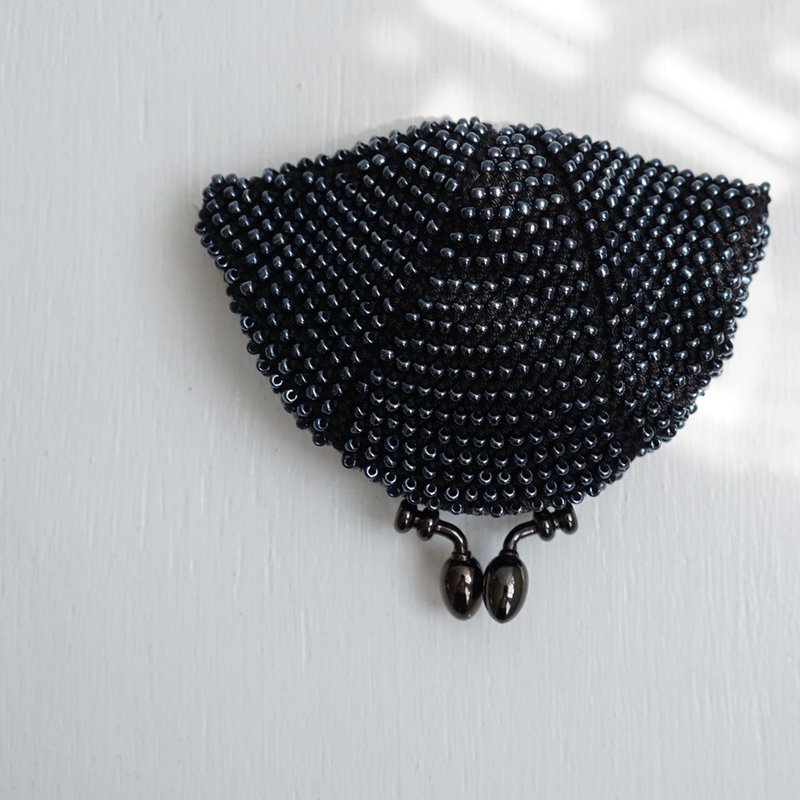 Ba-ba handmade Beads crochet pouch No.1493 - 零錢包/小錢包 - 其他材質 黑色