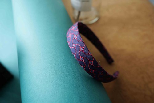Papas Bow Tie 古董領帶改製手工髮箍-Hermès安特衛普紳士-紫色-窄版