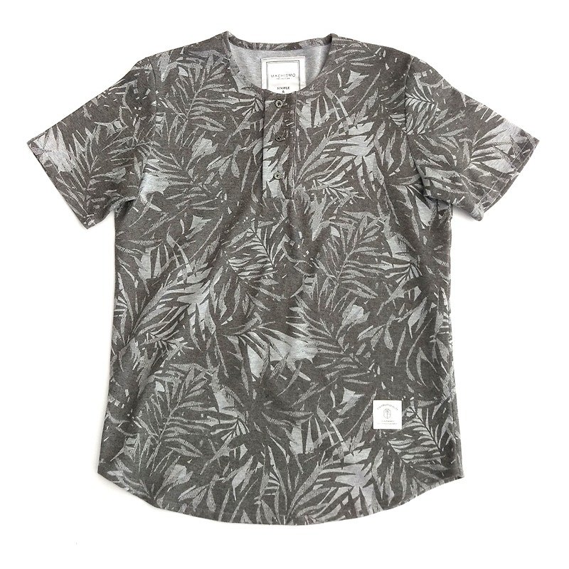 ジャングル迷彩ジャガードカーディガン緩いTシャツ - Tシャツ メンズ - コットン・麻 グリーン