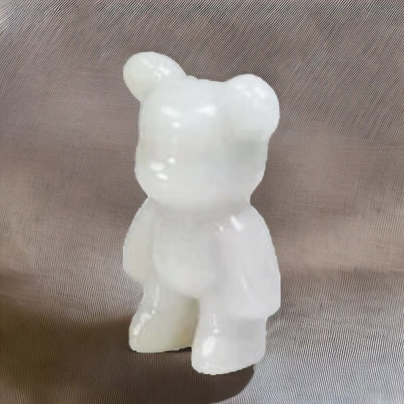 【熊熊玉見你】冰糯翡翠可愛小熊擺飾 | 天然緬甸玉翡翠A貨|送禮 - 其他 - 玉石 白色