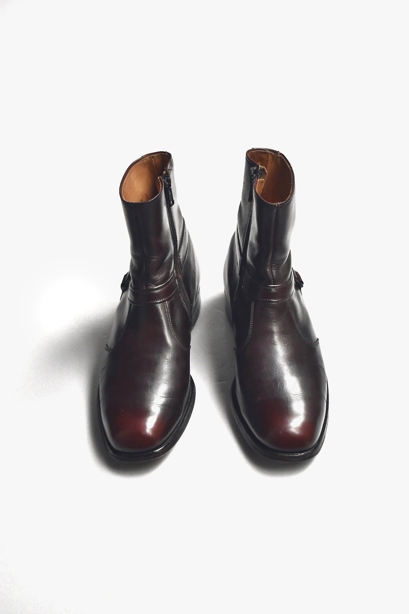 80s 美製深深紅踝靴｜E.T. Wright Chelsea Boots US 8D EUR 4041 - 男款靴/短靴 - 真皮 紅色