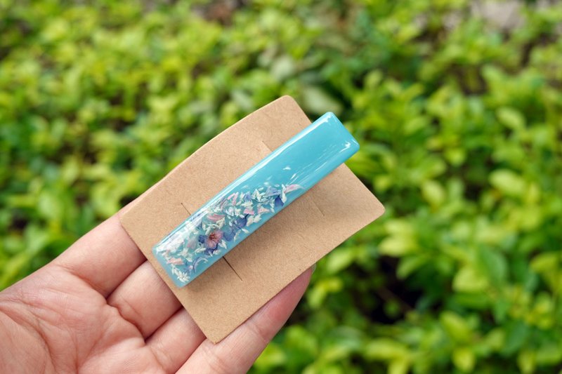 [Bihai Morning Dew] Handmade glue hair clip - เครื่องประดับผม - เรซิน สีน้ำเงิน