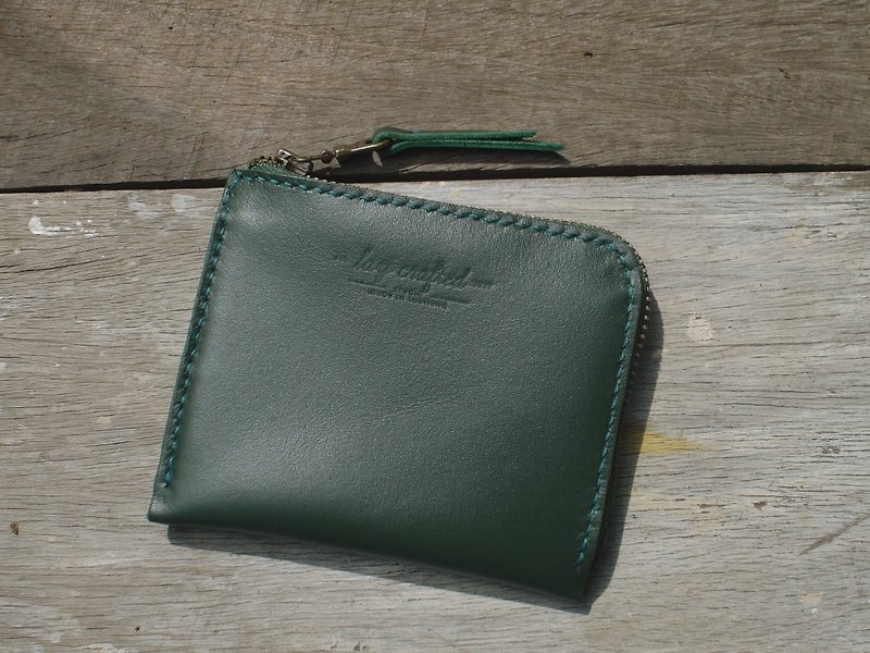 Zipper wallet (green color) - 長短皮夾/錢包 - 真皮 綠色