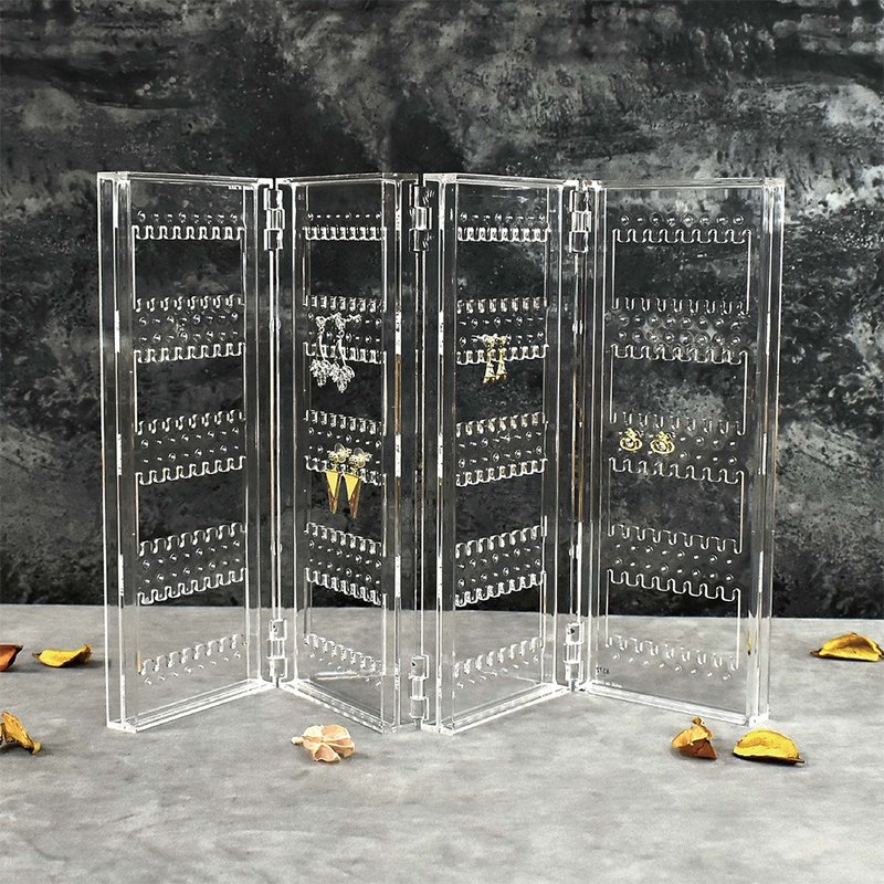 [Beautiful Space] 256-hole folding earring storage transparent Acrylic display stand - Storage - Acrylic Transparent