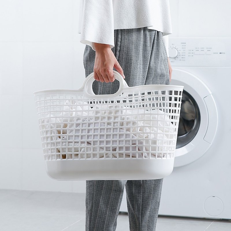 日本like-it 日製北歐便攜手提洗衣收納籃 - 置物架/籃子 - 塑膠 