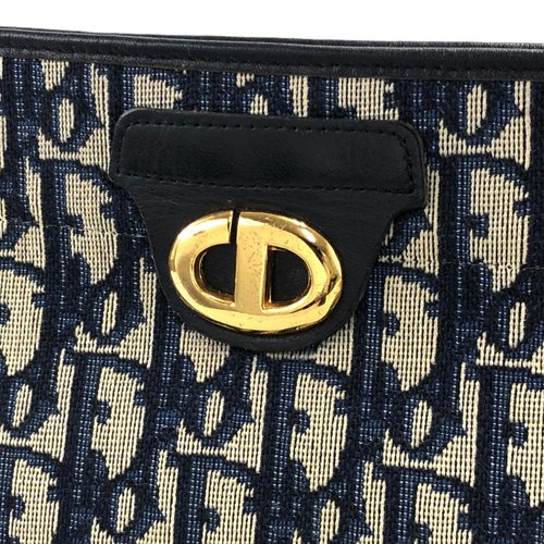 Christian Dior Trotter CD Motif Jacquard Leather Shoulder bag Navy