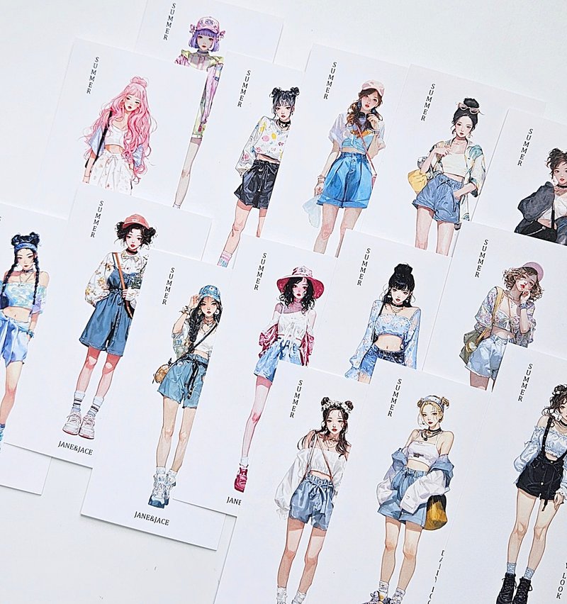 Summer Daily Look Sister Paper Pack - 貼紙 - 紙 