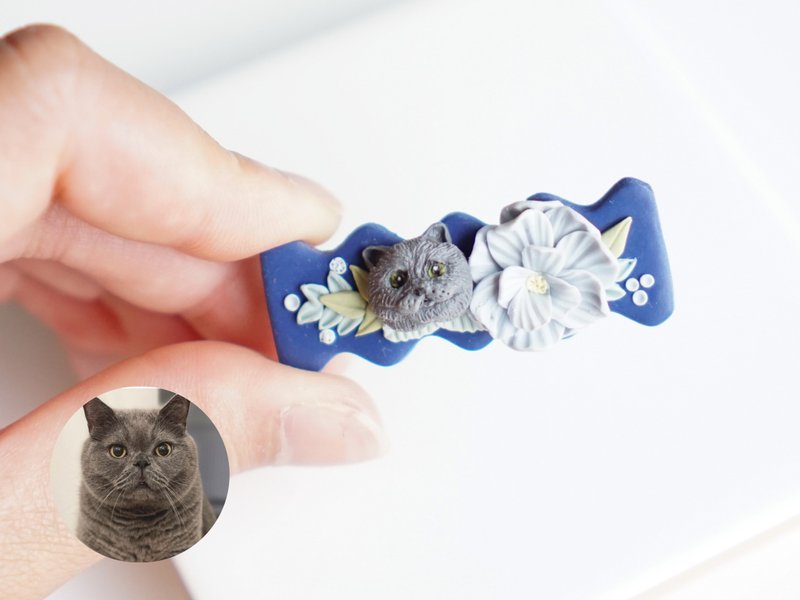 寵物客製耳環 狗耳環 寵物耳環 寵物造型髮夾 猫 - 髮圈/髮夾 - 其他材質 