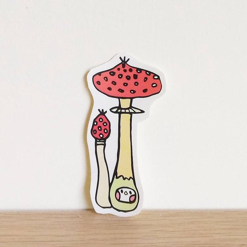 Climbing Seed Slender mushrooms seed illustration sticker - Stickers - Paper Red