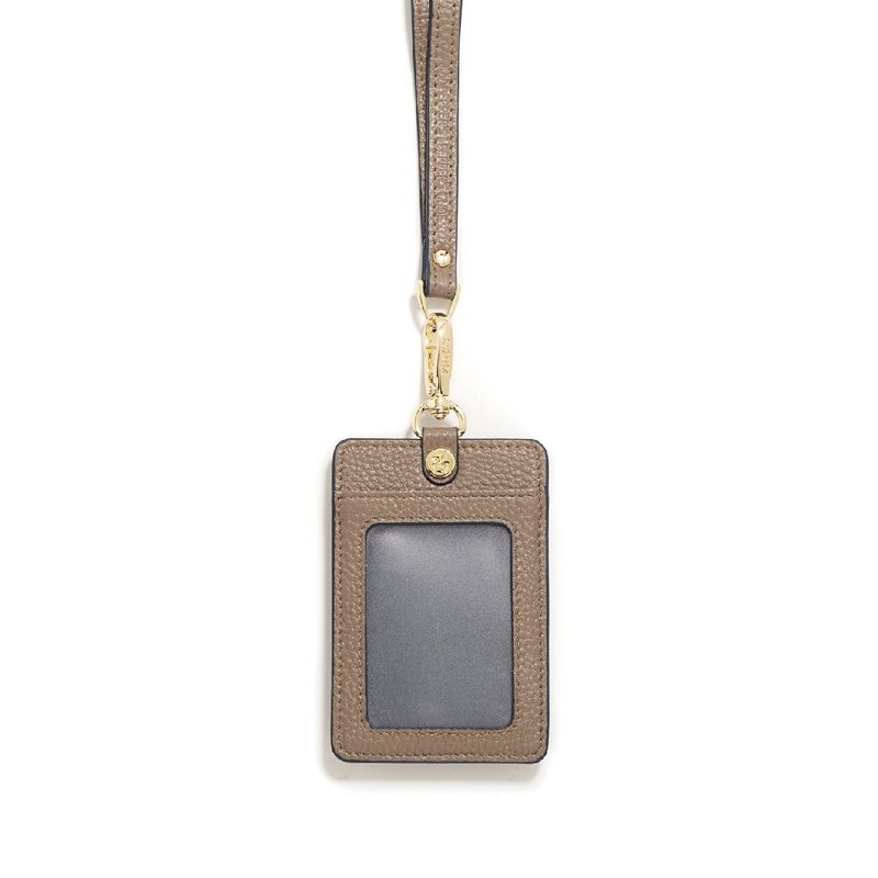 DOT cowhide straight ID holder - latte Brown/midnight blue/moonlight gray - Other - Genuine Leather Multicolor