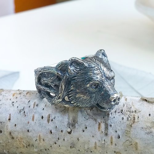 Vigmarr Silver Bear Ring.Silver Bear Jewelry.Bear Necklace.Grizzly Bear.Polar Bear Ring.