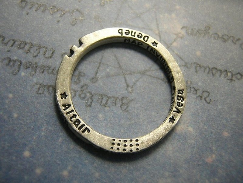 TRIANGULATOR ( mille-feuille ) ( engraved stamped message sterling silver jewelry star constellation sky ring 星 星座 空 天 宇宙 刻印 雕刻 銀 戒指 指环 ) - 戒指 - 其他金屬 