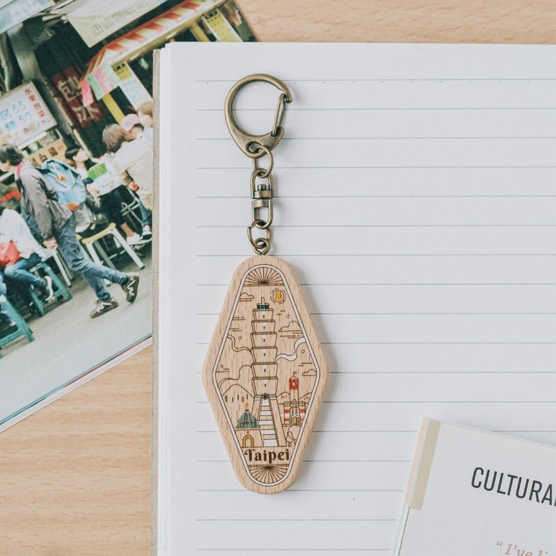 [Pocket Small WOOD Mirror-Line 101] Portable Mirror/Keychain/Style Pendant (Pre-order) - ที่ห้อยกุญแจ - ไม้ หลากหลายสี