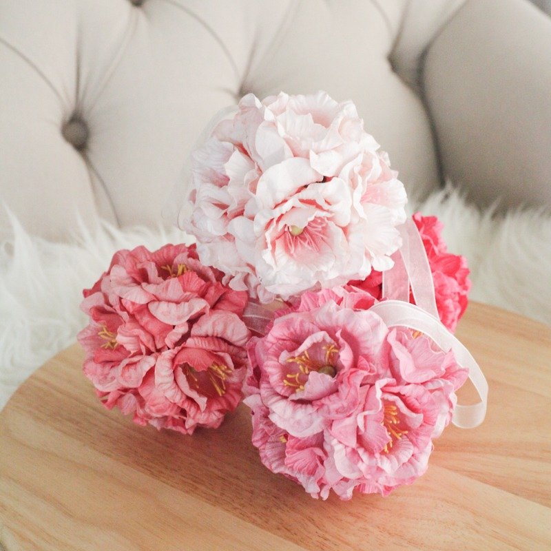 Handmade Flower Peony Aroma Flower Ball - 裝飾/擺設  - 紙 粉紅色