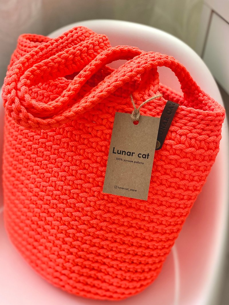 Crochet Tote Bag XL size Neon Colors, Crochet Beach Bag, Crochet Market Bags - 手提包/手提袋 - 聚酯纖維 多色