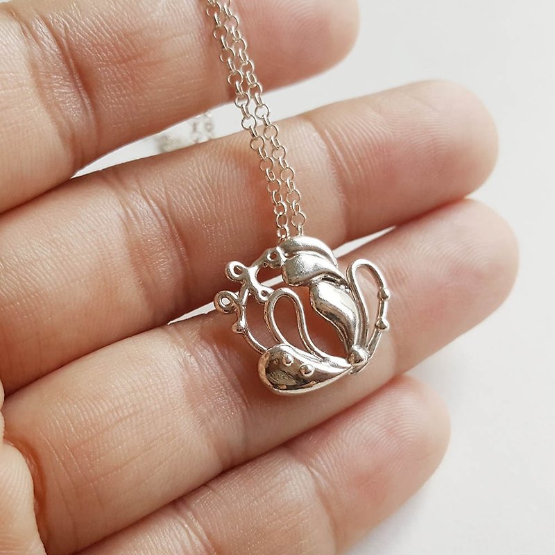 Heart Language Flower Silver Necklace - Necklaces - Other Metals Silver