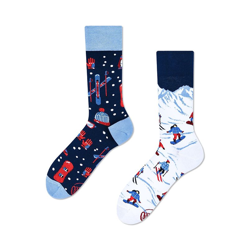 滑雪健兒 - 不對稱襪子 鴛鴦襪 - 襪子 - 棉．麻 藍色