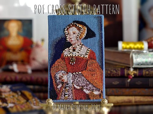 LittleRoomInTheAttic Jane Seymour - Hans Holbein - PDF cross stitch pattern 十字绣