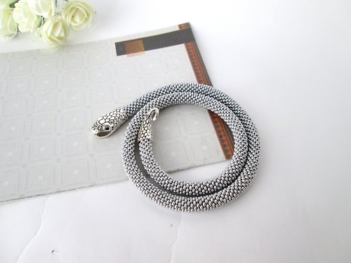 Handmade By Nataniel Silver snake bracelet unisex Snake jewelry for gift Ouroboros African choker Wic