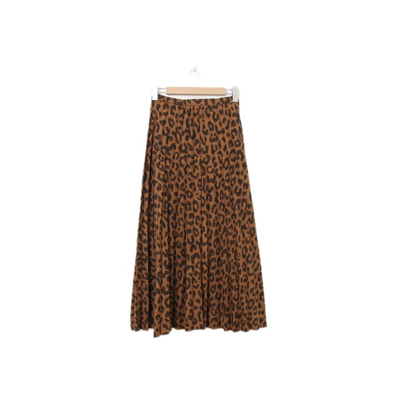 Back to Green-復古長裙  百摺 豹紋 M-30//vintage skirt - 裙子/長裙 - 棉．麻 