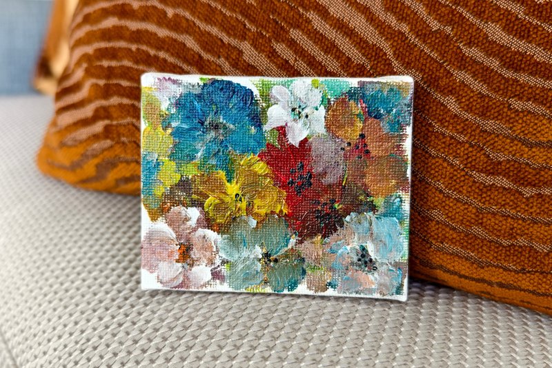 Mini Wall Art / Floral Painting / Acrylic Watercolor Painting / Frameless Painting / Decorative Art - Posters - Cotton & Hemp 