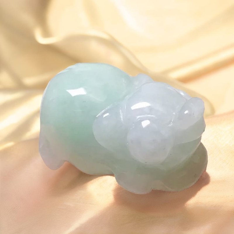 果綠翡翠小豬擺飾 | 天然緬甸玉A貨翡翠 | 送禮 - 擺飾/家飾品 - 玉石 綠色