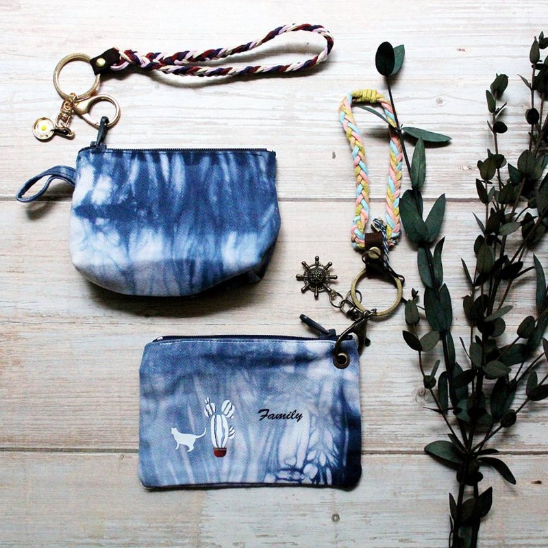 【Taipei Session】Made after work | Creatively dyed coin purse and strap - Knitting / Felted Wool / Cloth - Wool 