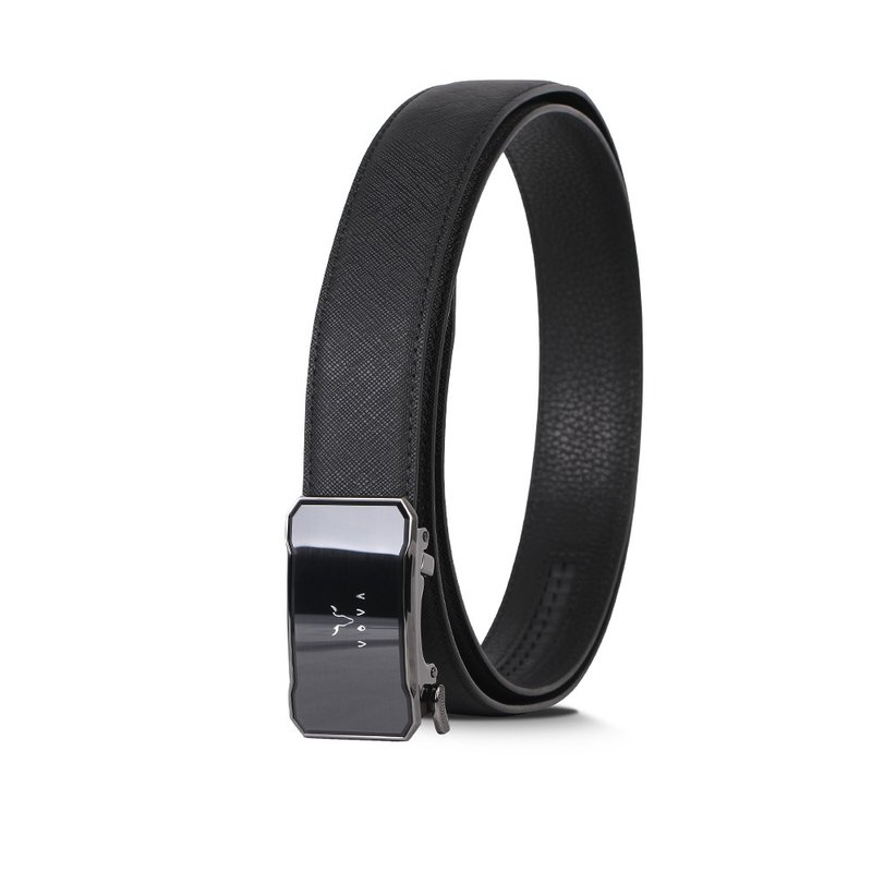 [Free upgrade gift packaging] Classic men's simple style automatic buckle belt-gun color/VA016-00 - Belts - Genuine Leather Gray