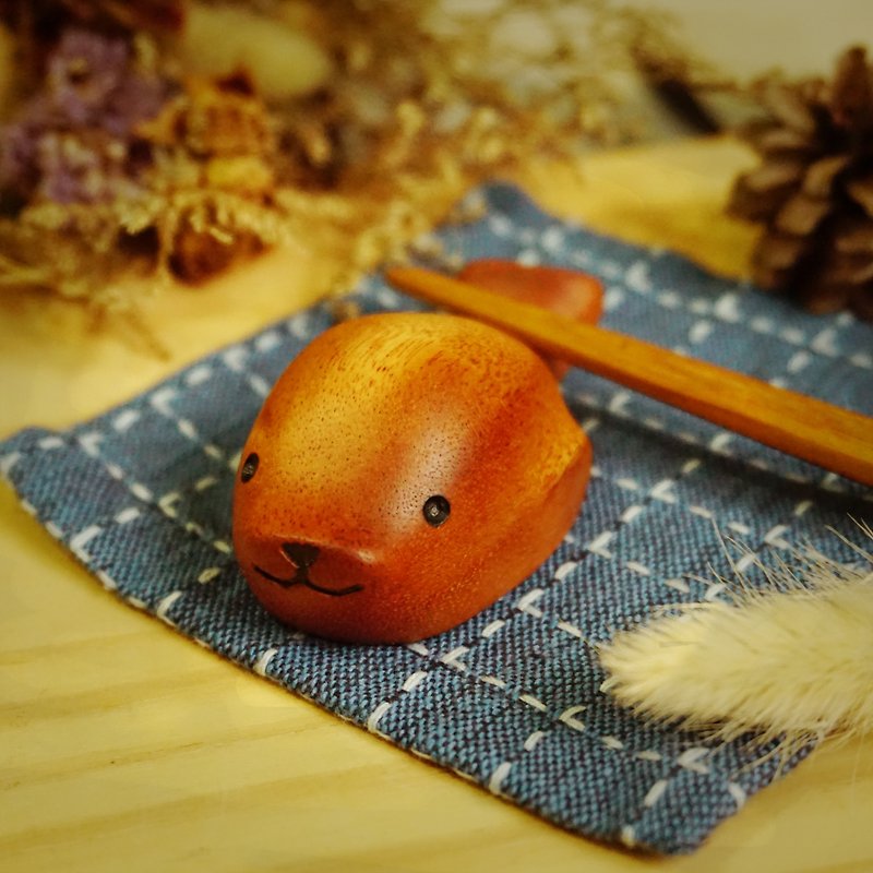 シール箸置きペンホルダーラブヒョウヒョウラブハグ母の日 - 箸・箸置き - 木製 オレンジ