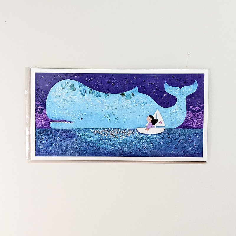whale - copy art - โปสเตอร์ - กระดาษ สีน้ำเงิน