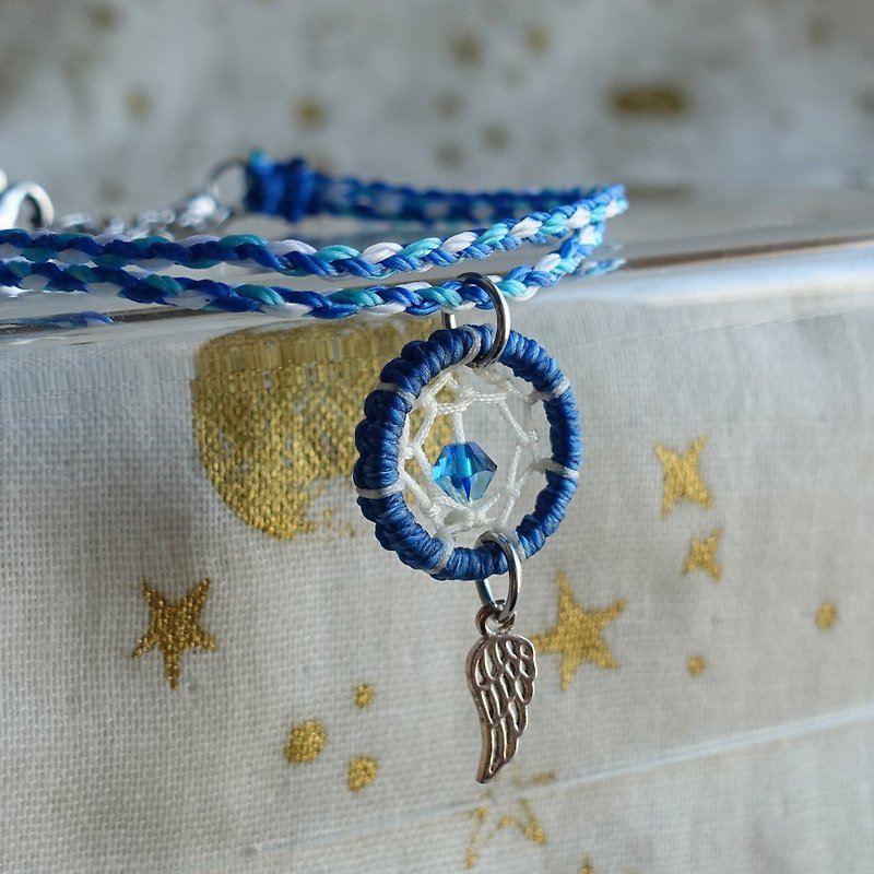 Mini dream catcher bracelet │ indigo │ waterproof material - Bracelets - Waterproof Material Blue
