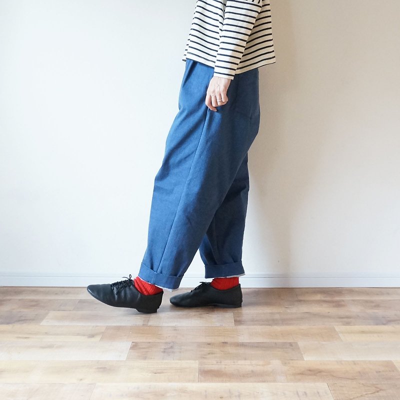 Premium denim tack pants NAVY - กางเกงขายาว - ผ้าฝ้าย/ผ้าลินิน สีน้ำเงิน