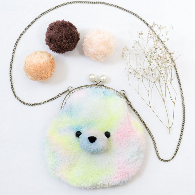 - Good mood Baby Fur - Gold bag / side backpack / birthday gift / exchange gift - Messenger Bags & Sling Bags - Cotton & Hemp Multicolor