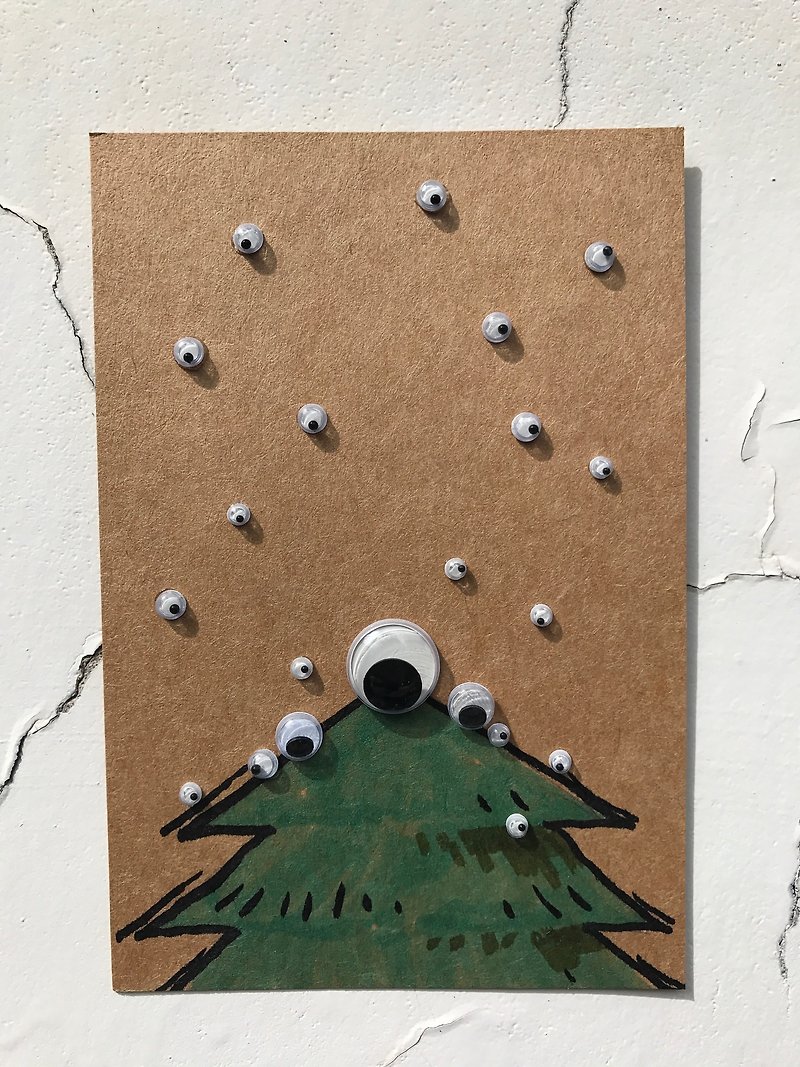 Hand made Christmas postcard ㊣ Christmas eyes snow - การ์ด/โปสการ์ด - กระดาษ สีนำ้ตาล