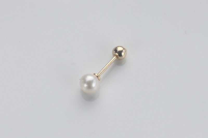 14K pearl bead earrings (single) (improved thick version) ear bones and ear sockets will not fade - Earrings & Clip-ons - Precious Metals 