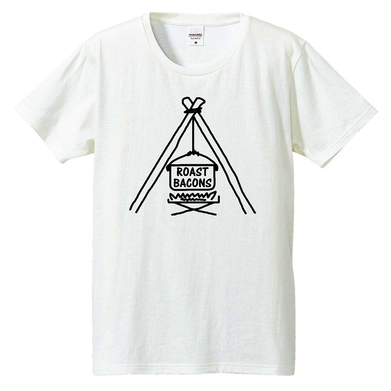 T-shirt / Roast Bacons Bonfire 1 - เสื้อยืดผู้ชาย - ผ้าฝ้าย/ผ้าลินิน ขาว