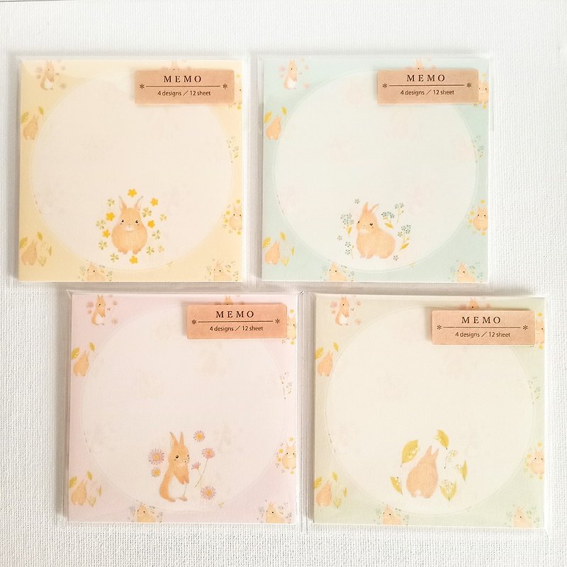 Rabbit and Flower lover Square Memo - ซองจดหมาย - กระดาษ หลากหลายสี