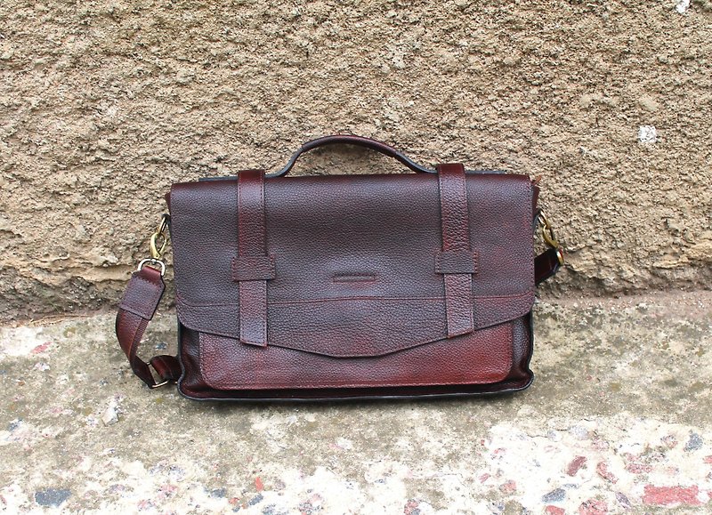 Briefcase, leather shoulder bag, brown leather men&#x27;s bag, satchel