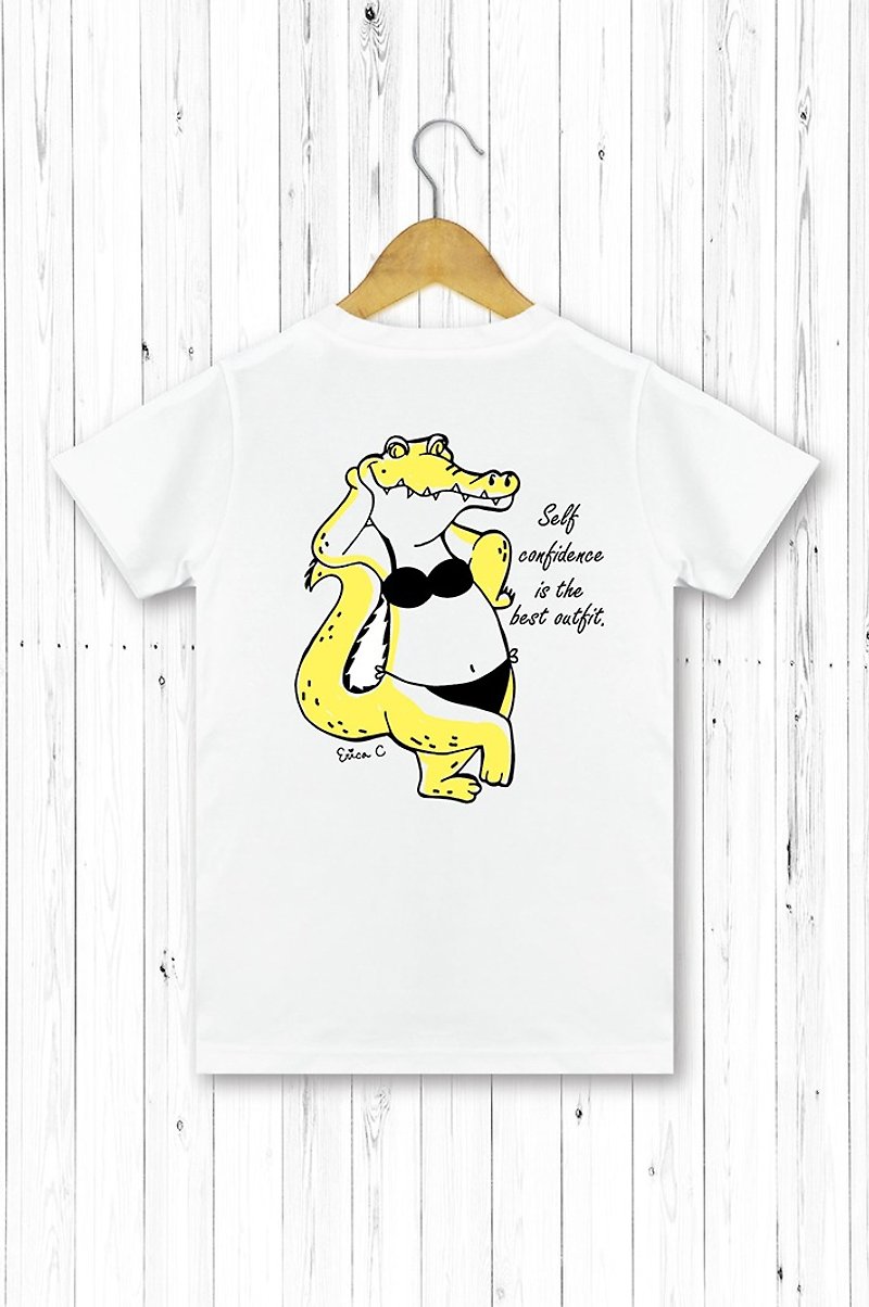 STATELYWORK Crocodile-Women's T-shirt - เสื้อผู้หญิง - ผ้าฝ้าย/ผ้าลินิน สีเหลือง