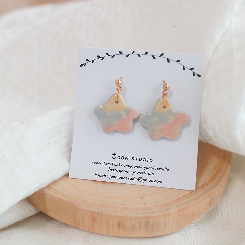 Pottery Earrings & Clip-ons - rainbow star earrings