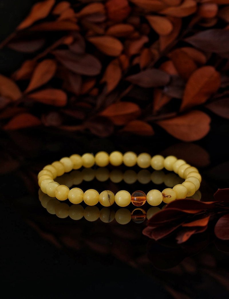 Natural Baitic Amber 6mm Bracelet - Bracelets - Gemstone 