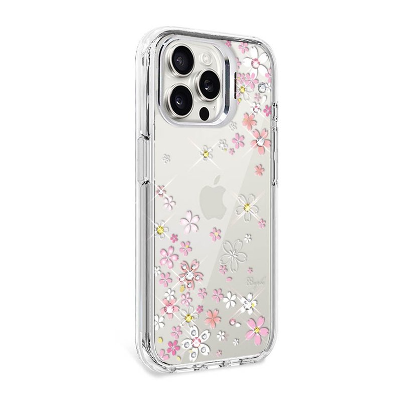 iPhone 全系列 防震雙料隱形立架水晶彩鑽手機殼-浪漫櫻 - 手機殼/手機套 - 其他材質 多色